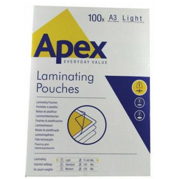   FELLOWES Apex Light Meleglamináló fólia 75-80 mikron A3 100 db