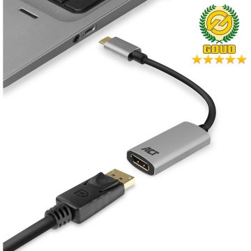   ACT CONNECTIVITY USB 3.0 Type C DisplayPort 1.2/1.2a Átalakító Szürke 15cm AC7030