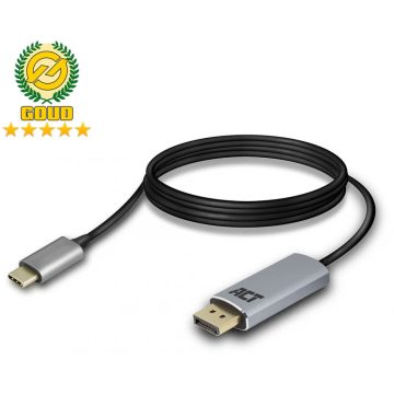   ACT CONNECTIVITY USB 3.0 Type C DisplayPort 1.2/1.2a Átalakító Fekete 1.8m AC7035