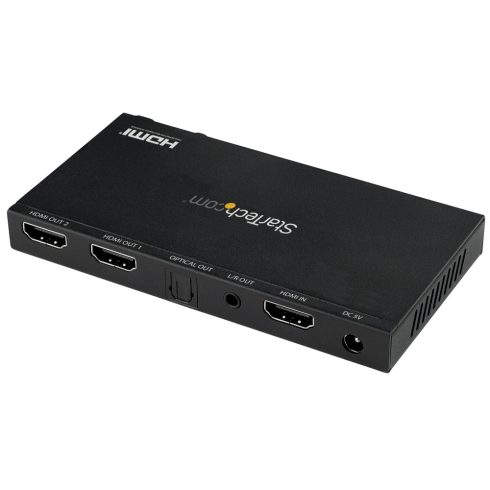 STARTECH 2-Port HDMI Splitter (1x2) - 4K 60Hz UHD HDMI 2.0 Audio Video Splitter w/ Scaler