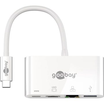 GOOBAY USB-C Multiport Adapter (HDMI + Ethernet PD) fehér