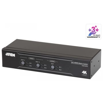   ATEN 2 x 2 True 4K HDMI Matrix Switch with Audio De-Embedder VM0202HB