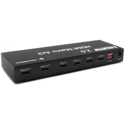 PROCONNECT Mátrix switch 4x2 HDMI 2.0 4K 2xHDMI out 4xHDMI in IR