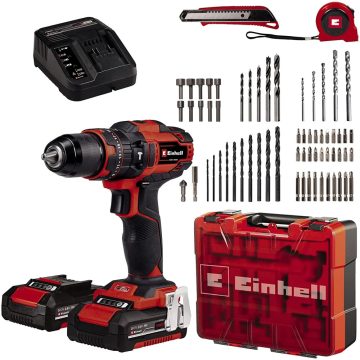   EINHELL TE-CD 18/40 Li Akkus fúró-csavarozó + 2x2Ah akku + 64 részes tartozékkészlet