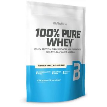   BIOTECH USA 100% Pure Whey tejsavó fehérjepor Táplálékkiegészítő bourbon-vanília 454g