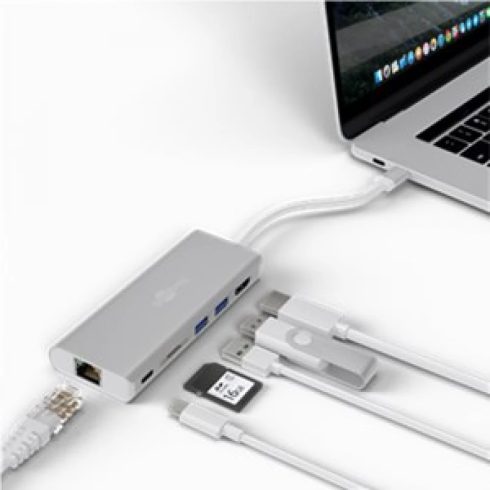 GOOBAY USB-C Multiport Adapter (HDMI 4k 30 Hz USB CR RJ45 PD) aluminium ezüst