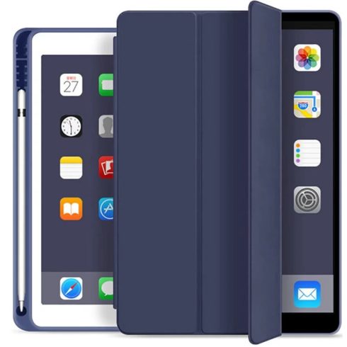 ZONE iPad 10.2 (2019 / 2020 / 2021) mappa tok Apple Pencil tartóval sötétkék