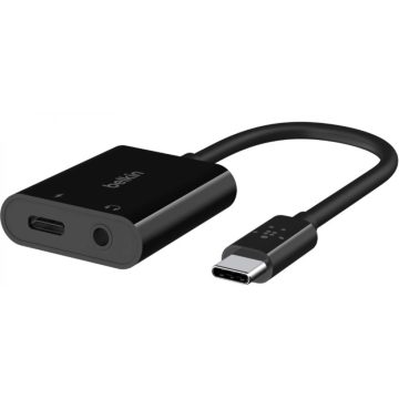   BELKIN USB 2.0 Type C + Jack USB 2.0 Type C Átalakító Fekete 15cm NPA004BTBK
