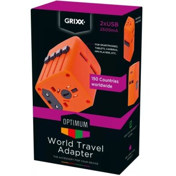 GRIXX Univerzális hálózati adapter 2 USB aljzattal