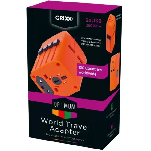 GRIXX Univerzális hálózati adapter 2 USB aljzattal