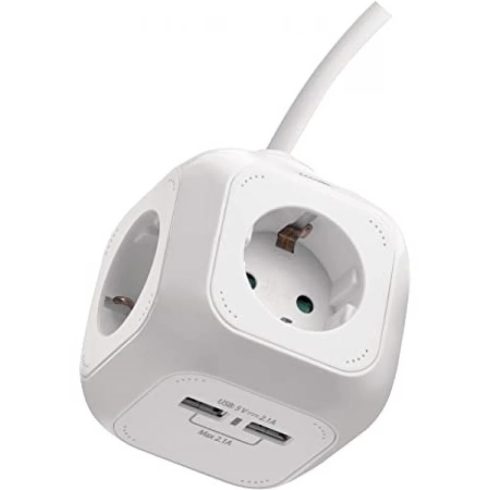EMOS P04219GU Hosszabbító 4 aljzat 1.9m 2x USB fehér