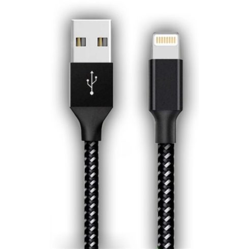 STANSSON USB Lightning Töltő/adatkábel Fekete 1m CA-163