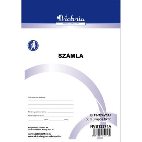 VICTORIA Nyomtatvány számlatömb egy ÁFÁs 50x3 A5B.13-374 10 tömb/csomag