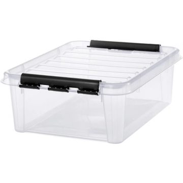   SMARTSTORE Classic 24 Műanyag tárolódoboz 21 liter fekete fogantyúkkal átlátszó