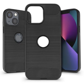   HAFFNER Carbon szilikon hátlap Logo kivágással iPhone 13 fekete