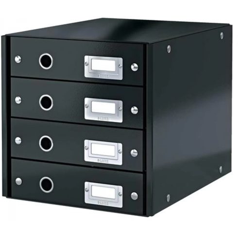 LEITZ Irattároló laminált karton 4 fiókos Click&Store fekete
