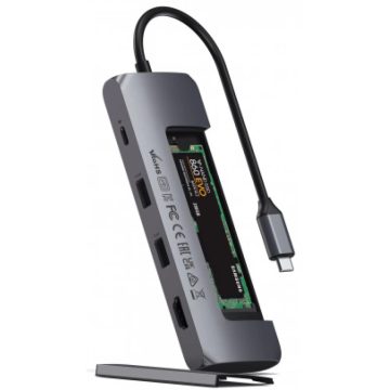   SATECHI ST-UCHSEM USB-C Hybrid Multiport adapter (SSD Enclosure HDMI 4K 2 x USB-A 3.1 Gen 2 up to 10 Gbps) - Space Grey
