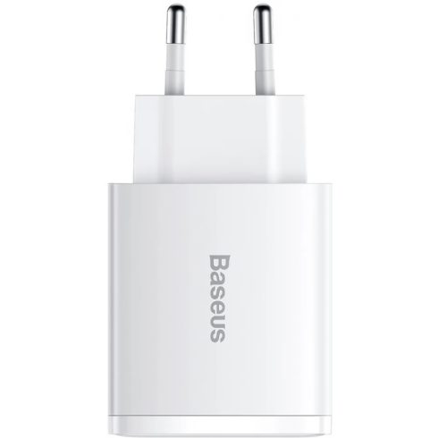 BASEUS Compact Quick Charger 2xUSB USB-C PD 3A 30W fehér
