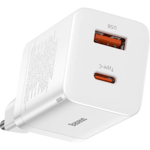 BASEUS Super Si Pro Quick Charger USB + USB-C 30W fehér