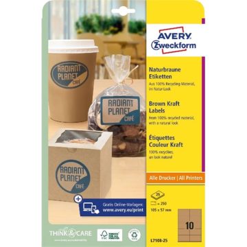   AVERY 7108-25 105x57mm újrahasznosított kraft etikett barna