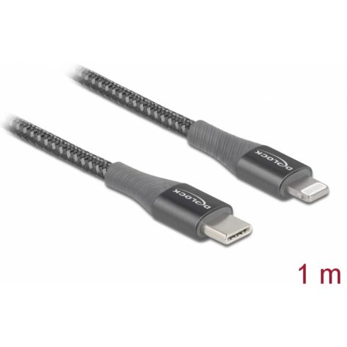 DELOCK USB 2.0 Type C Lightning Töltő/adat Szürke 1m 86631