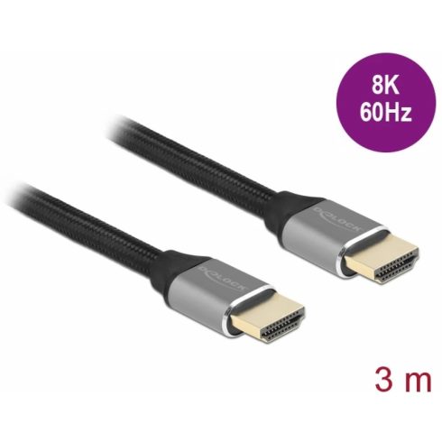 DELOCK HDMI 2.1 Összekötő Szürke 3m 83997