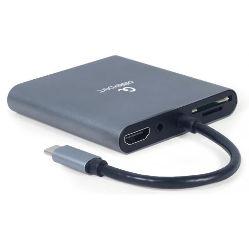GEMBIRD USB Type-C 6-in-1 multi-port adapter szürke