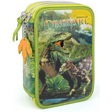   DINOSART Dinoszaurusz mintás 3 rekeszes töltött tolltartó
