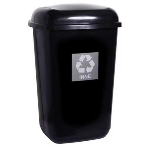 MOCCA Quatro rugós billenő fedeles szemetes 45 literes fekete-ezüst