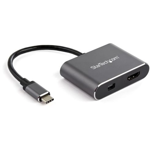 STARTECH USB C Multiport Video Adapter - 4K 60Hz USB-C to HDMI 2.0 or Mini DisplayPort 1.2 Monitor Adapter