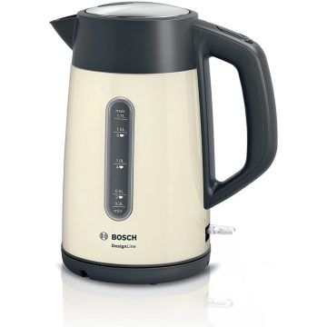   BOSCH TWK4P437 DesignLine Plus rozsdamentes acélból készült vezeték nélküli vízforraló 1.7 l 2400 W krém színű