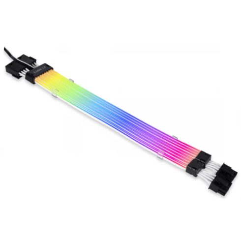 LIAN LI Strimer Plus v2 8 tűs GPU táp hosszabbító kábel ARGB világítással 20 cm