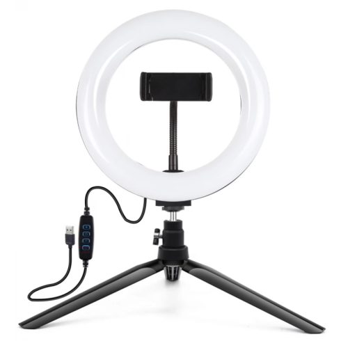 PULUZ PKT3073B Ring LED lámpa 20cm + állvány telefontartóval 9W