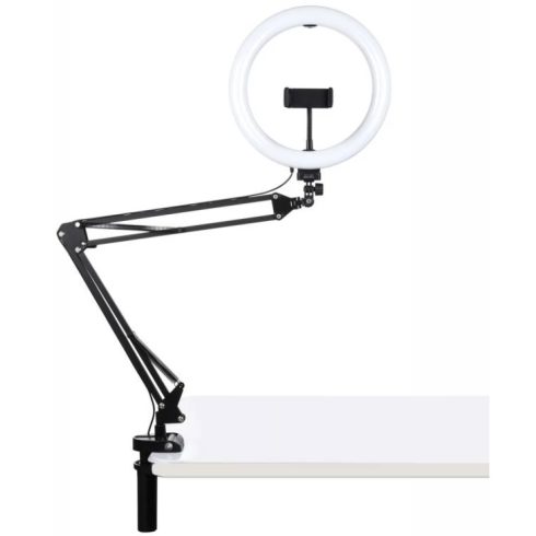 PULUZ PKT3090B Ring LED lámpa 26cm + állvány telefontartóval 9W