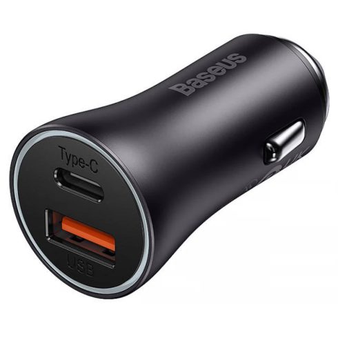 BASEUS Golden Contactor Max autós töltő 1xUSB 1xUSB-C 60W szürke