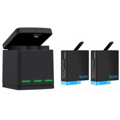 TELESIN 3 rekeszes töltő GoPro Hero 8 + 2 db akkumulátor