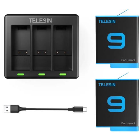 TELESIN GP-BTR-903 3 csatornás töltő GoPro Hero 9 / Hero 10 + 2 db akkumulátor
