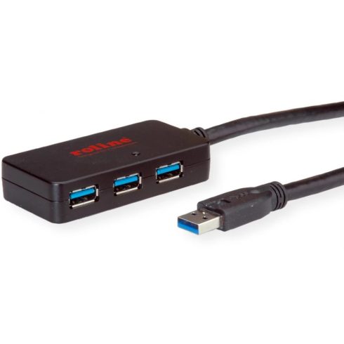 ROLINE USB 3.2 Gen 1 Hub 4 Ports with Repeater 10m fekete