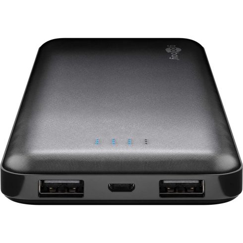 GOOBAY Slimline powerbank 10000mAh 2xUSB 1xmicro USB fekete