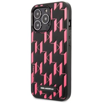   KARL LAGERFELD Monogram Plague műanyag hátlap iPhone 13 Pro fekete-rózsaszín