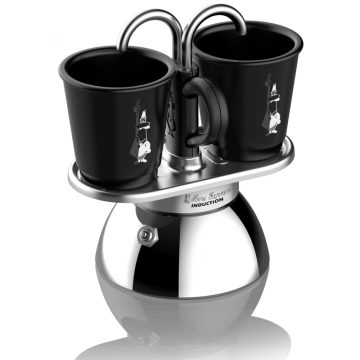   BIALETTI 7310 2 személyes inox indukciós kotyogós kávéfőző szett fekete / ezüst