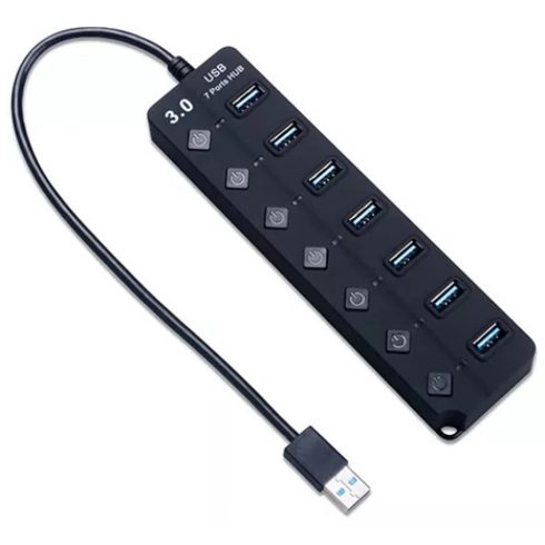 BH BH1374 USB 3.0 HUB 7 port fekete