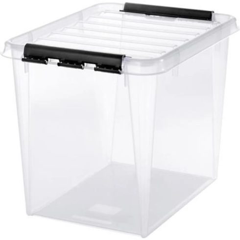 SMARTSTORE Classic 50 Műanyag tárolódoboz 52 liter fekete fogantyúkkal átlátszó