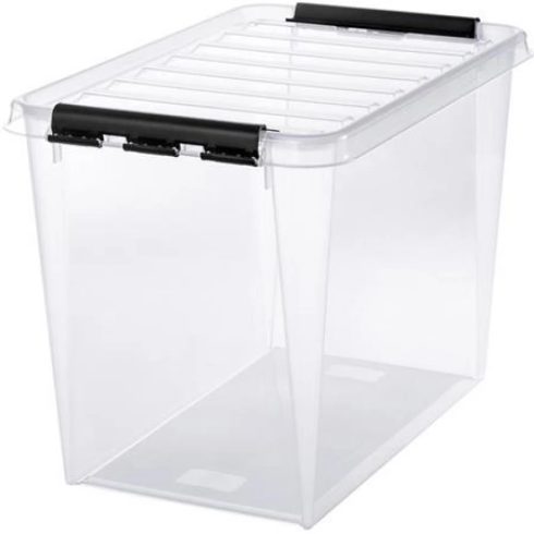 SMARTSTORE Classic 65 Műanyag tárolódoboz 61 liter fekete fogantyúkkal átlátszó