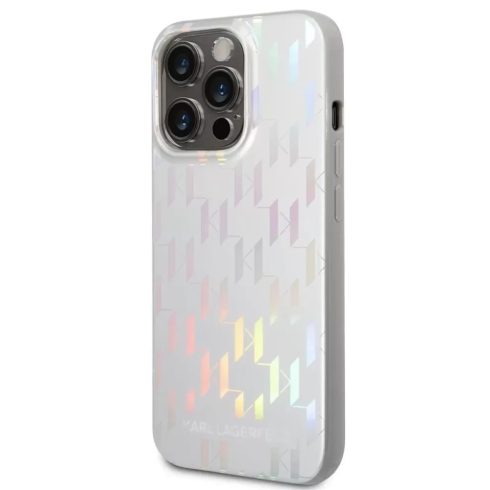 KARL LAGERFELD Monogram Iridescent tok színváltós monogram minta Apple iPhone 14 Pro Max ezüst