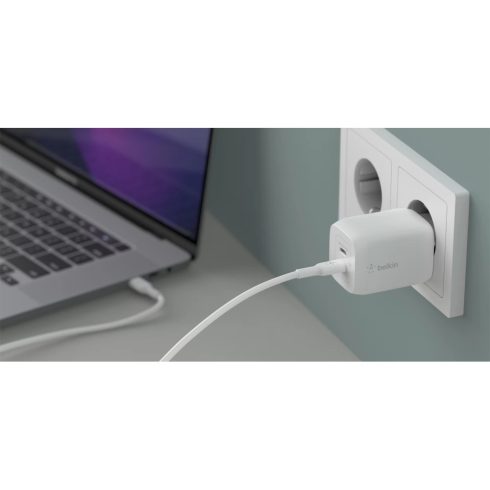 BELKIN WCH013VF2MWH-B6 2 portos USB-C GAN 65W fali töltő