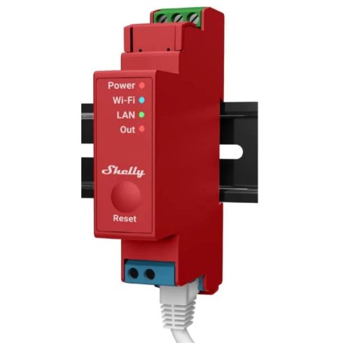 SHELLY ALL-REL-PRO1PM Pro 1PM DIN-sínre szerelhető fogyasztásmérős WiFi+LAN okosrelé piros