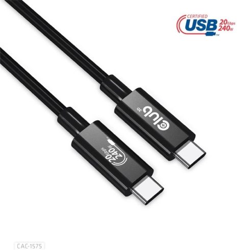 CLUB3D USB 4.0 Type C Összekötő Fekete 2m CAC-1575