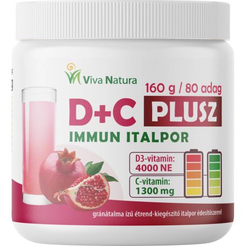 Viva natura d+c plusz gránátalma ízű étrend-kiegészítő immun italpor 160 g