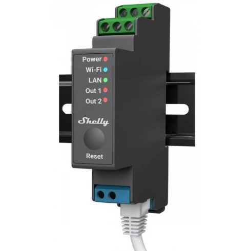 SHELLY PRO 2 DIN-sínre szerelhető 2 áramkörös WiFi + Ethernet kompatibilis okosrelé